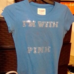 Pink blue T with bling plus free mini Rebecca Minkoff purse